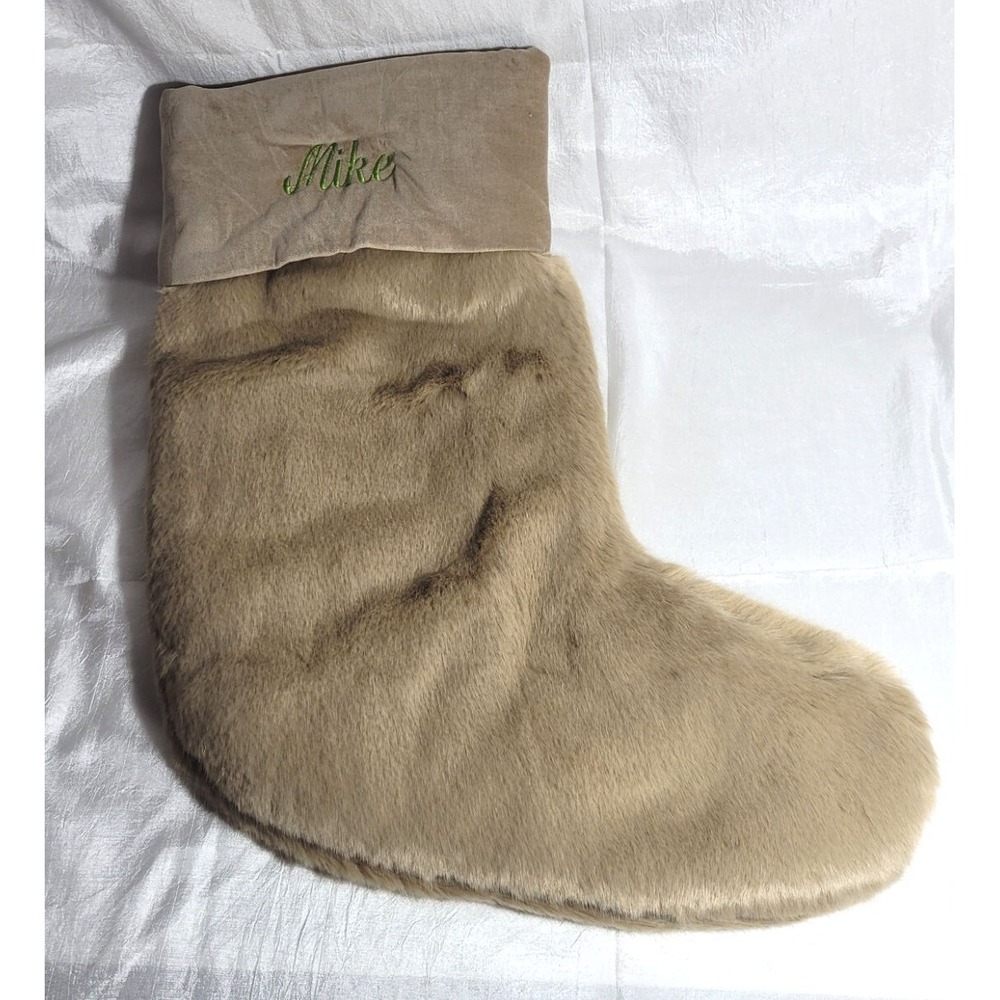 Pottery Barn Faux Fur Alpaca Medium Christmas Stocking - Premade Monogram 'Mike' - Picture 2 of 4